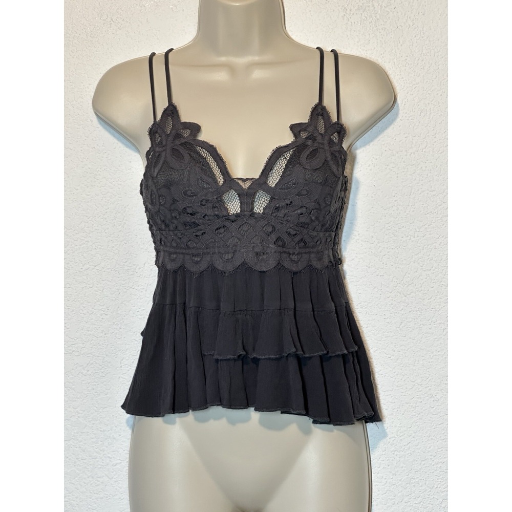 Zenana Jrs. Y2K XS/S Embroidered Layered Babydoll Top Gray Boho Whimsigoth